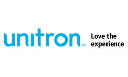 Unitron logo in blue; text
