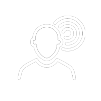 Person with sound waves emanating from the ear.