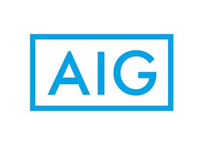 AIG logo in blue letters inside a blue rectangular border on a white background