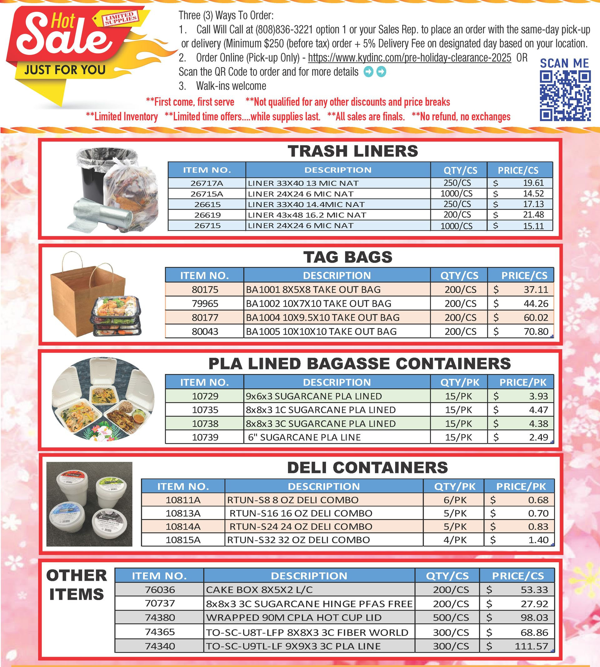 KYD Pre-Holiday Clearance and Stock Reduction Sale