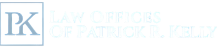 Law office logo with pale blue “PK” monogram and faint “LAW OFFICE OF PATRICK KELLY” text