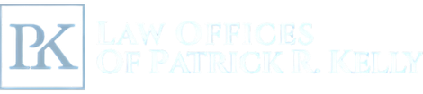 Law office logo with pale blue “PK” monogram and faint “LAW OFFICE OF PATRICK KELLY” text