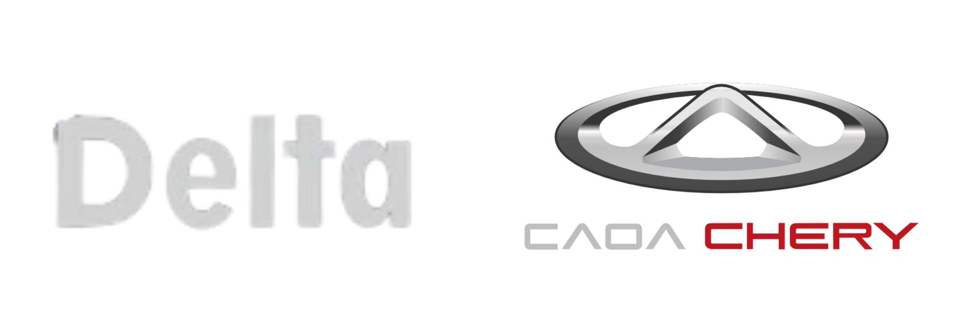 Logotipo da Delta ao lado do logotipo da Chery.