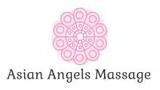 Logo for Asian Angels Massage, with a pink mandala design and text below.