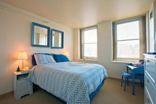 A view inside a bedroom at the Stafford Apartments.