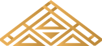 A gold triangle with a diamond in the middle on a white background.