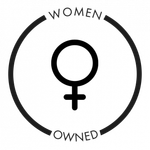 A women owned logo with a female symbol in a circle
