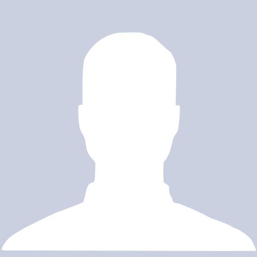 A silhouette of a man 's head on a blue background.