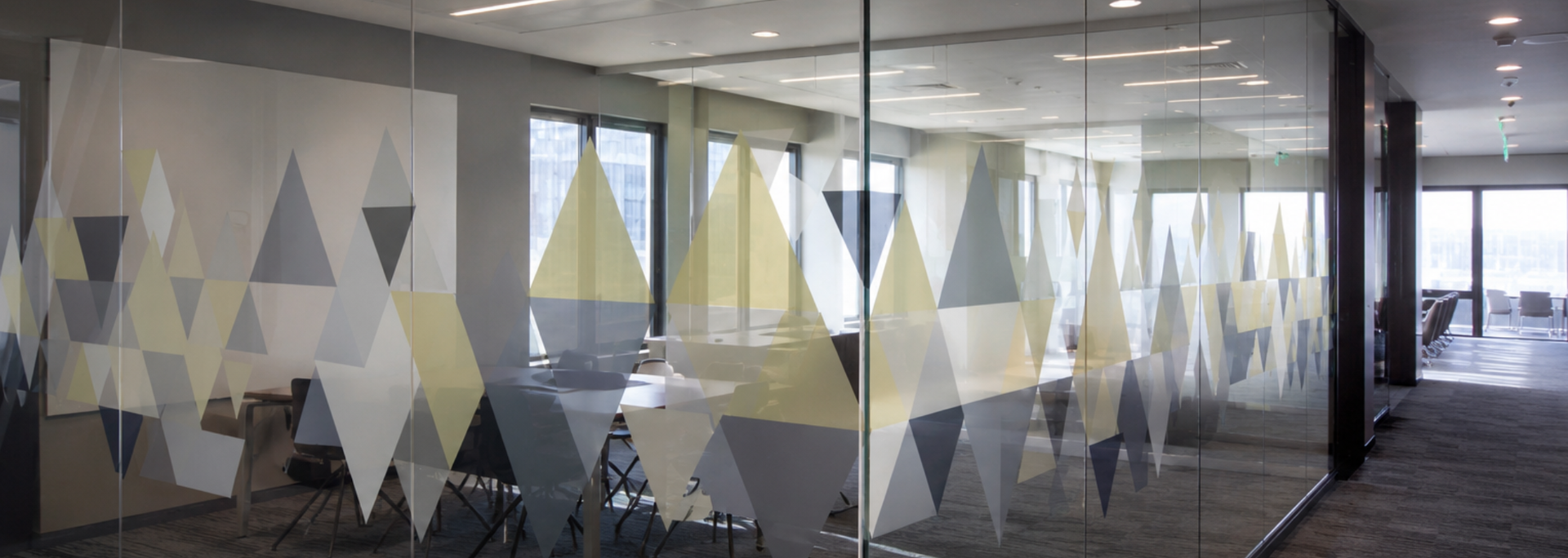 Picture of digitally printed glass in an office, 