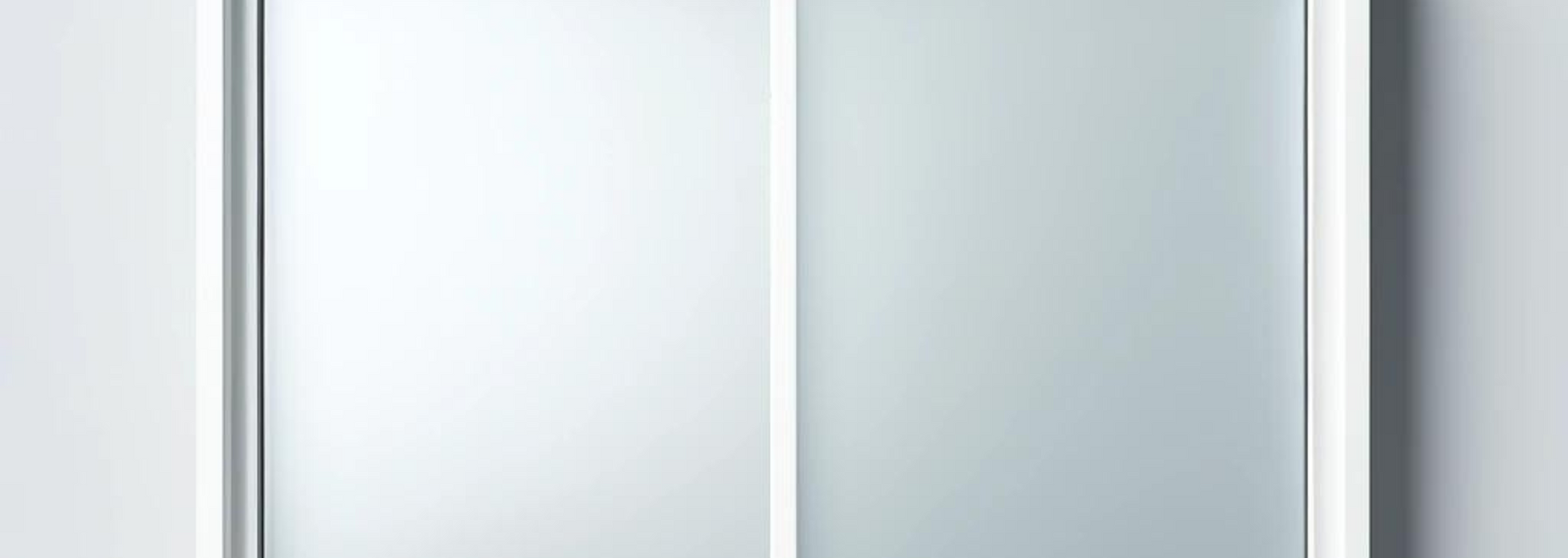 White and frosted glass panels with thin silver dividers.
