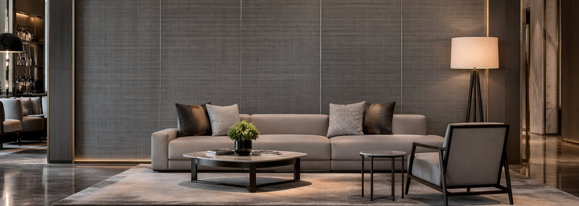 Picture of a laminated glass feature wall. 