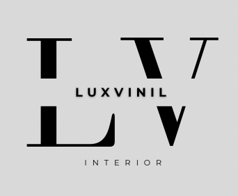 Um logotipo preto e branco para interior luxvinil