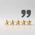Five gold stars below gray quotation marks.