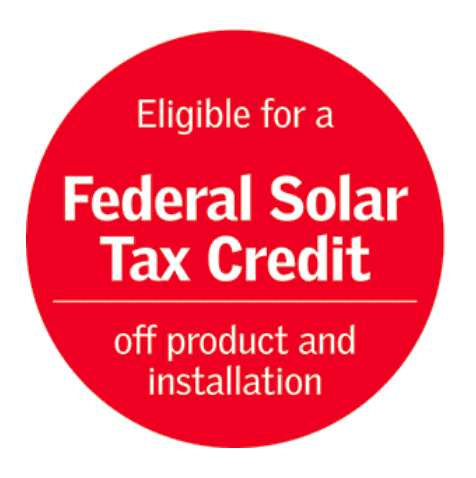 Red circle: Federal Solar Tax Credit eligible, off product and installation.