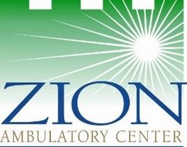 A logo for zion ambulatory center with a green background