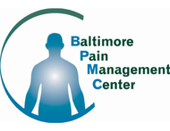 The baltimore pain management center logo has a silhouette of a person in a circle.