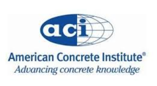 Logo for the American Concrete Institute: blue and white globe design with the letters
