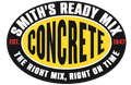 Smith's Ready Mix Concrete logo: Oval with black, yellow, and white text. Says "Concrete," and "The Right Mix, Right on Time."
