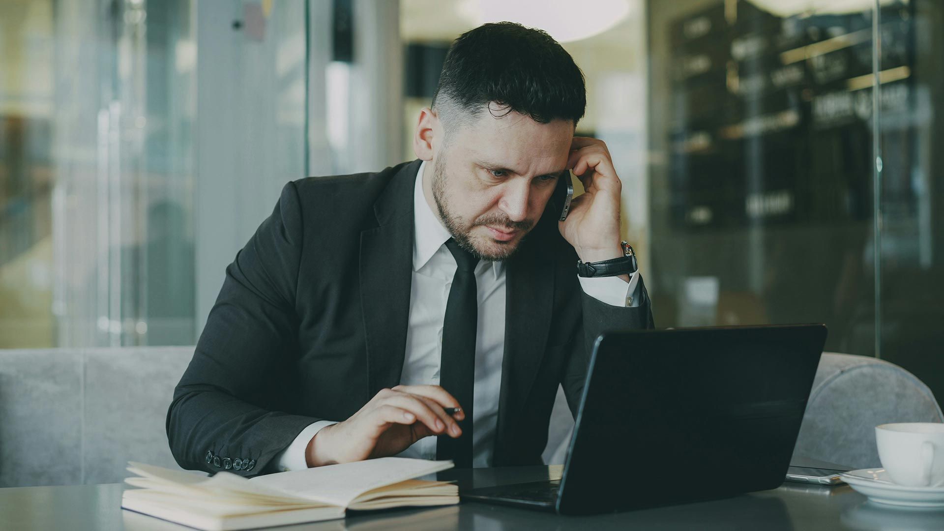 Senior executive working remotely while managing multiple fractional leadership clients