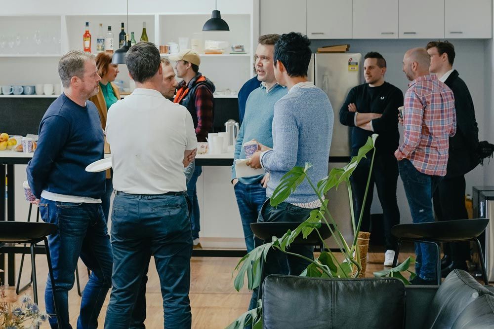 Business group meeting with members and guests networking 