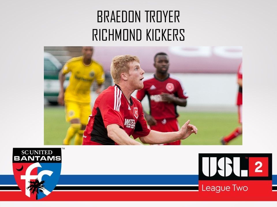 Braedon troyer is a soccer player for the richmond kickers