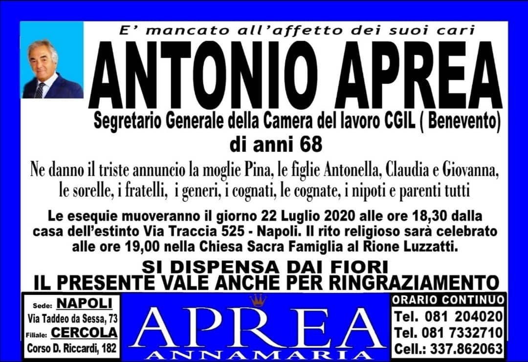 necrologio Antonio Aprea