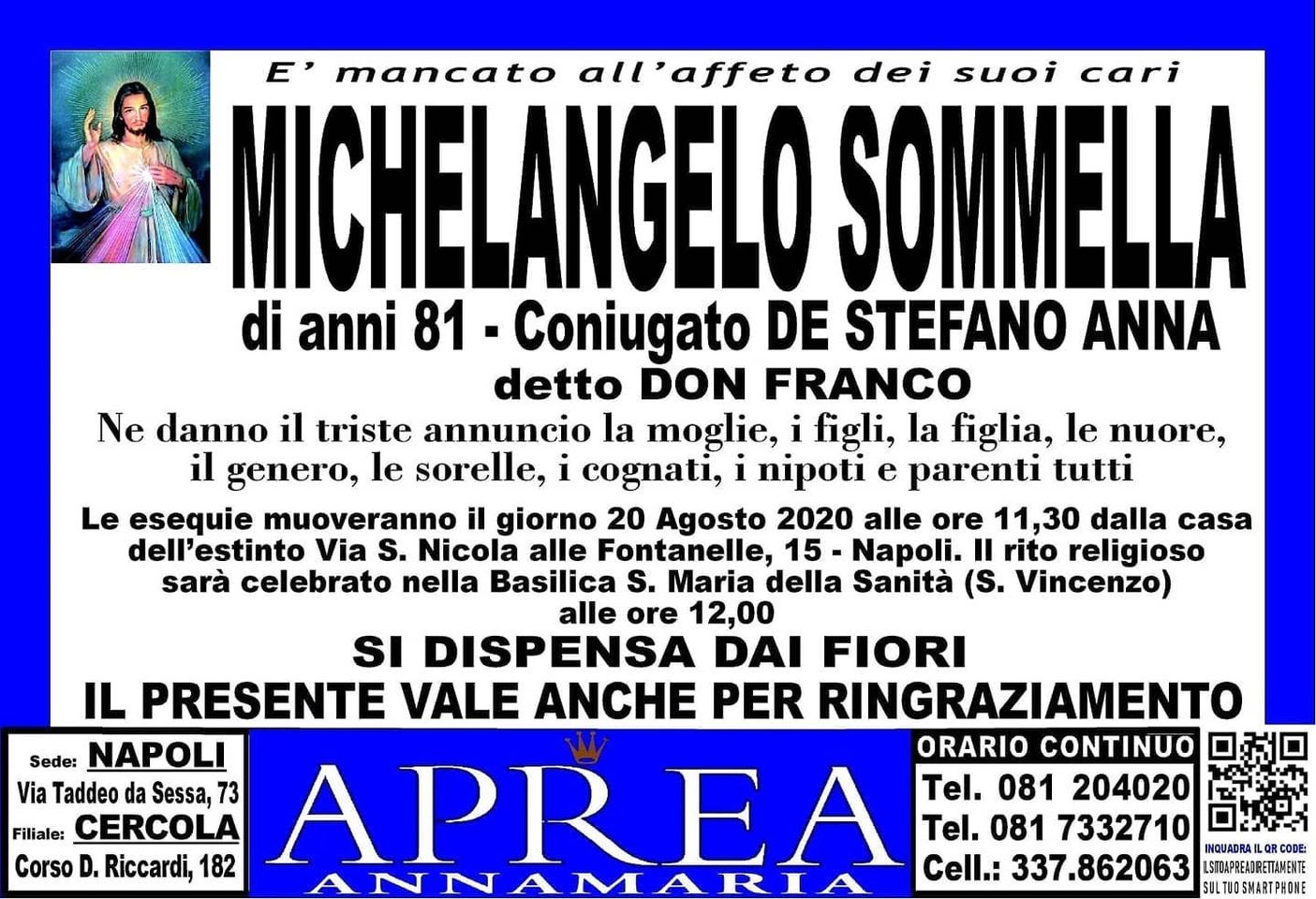 necrologio Michelangelo Sommelia