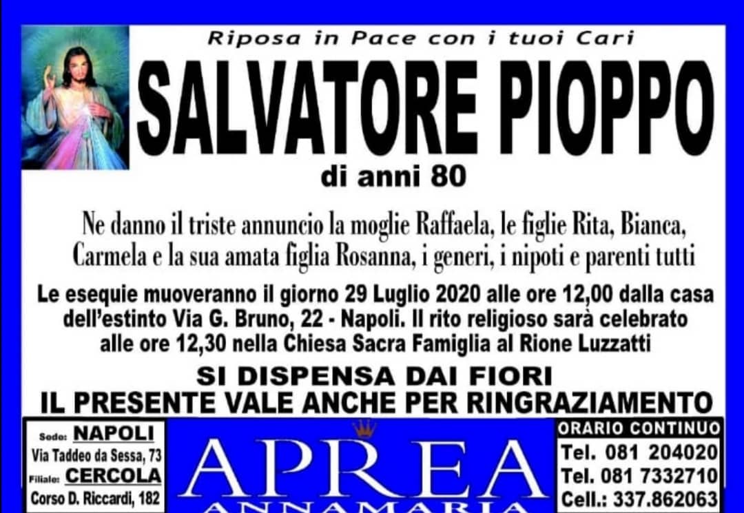 necrologio Salvatore Pioppo