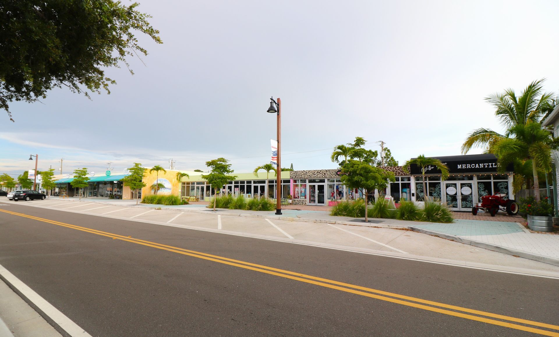 A street with a lot of shops on it