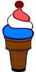 red white and blue ice cream icon