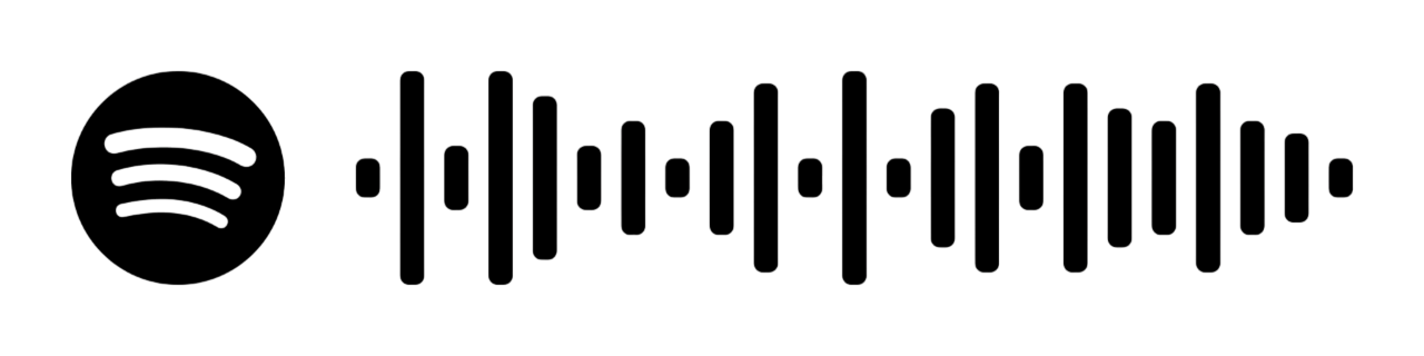 Código de Spotify, en blanco y negro, con barras verticales que se asemejan a una onda de sonido.
