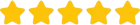 Five gold stars in a row on a white background
