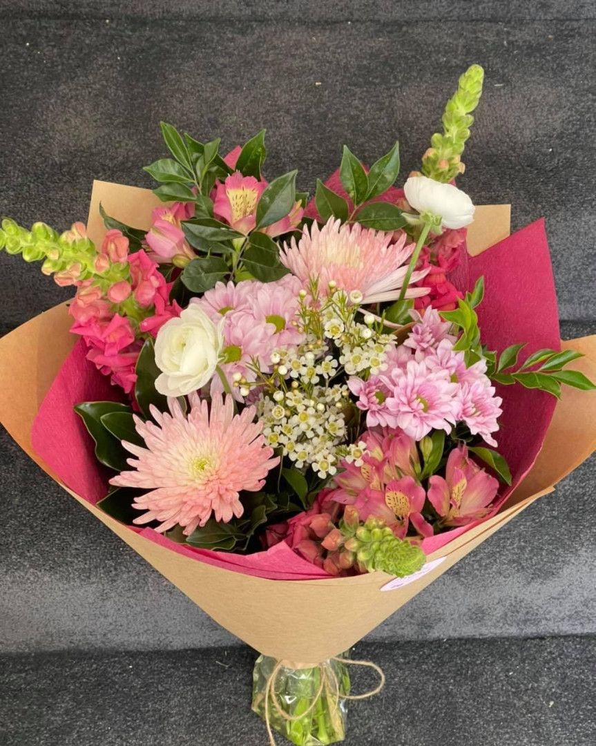 Spring Coloured Flower Bunch In A Bouquet — Ivy & Ash Flowers & Gifts in Palmview, QLD