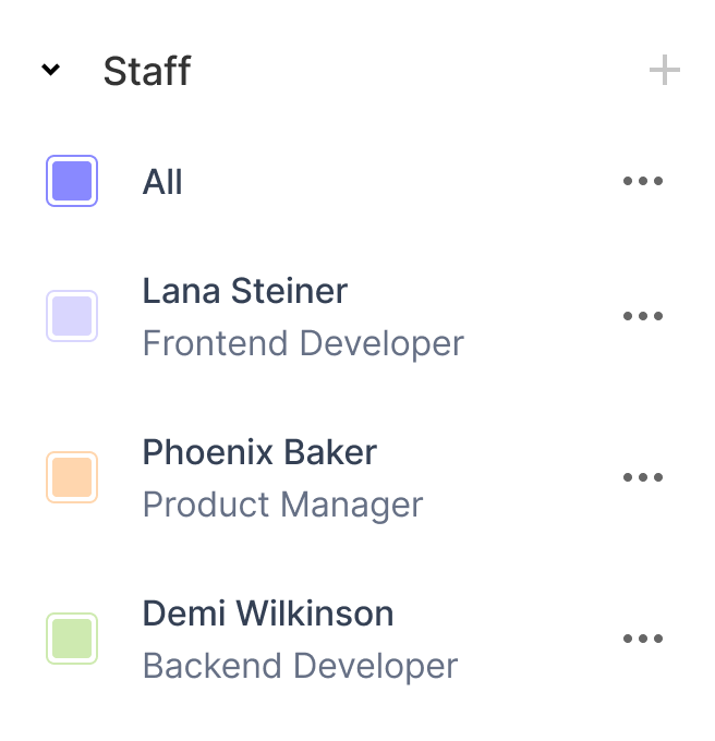 Staff list with