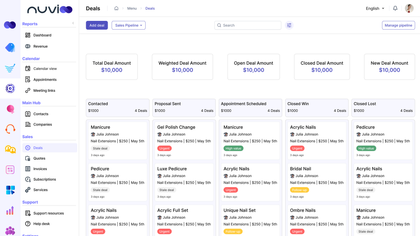 Dashboard interface with financial metrics and task cards.