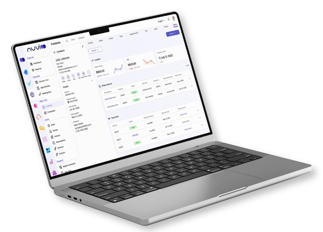 Laptop displaying a trading platform interface, angled on a white surface.
