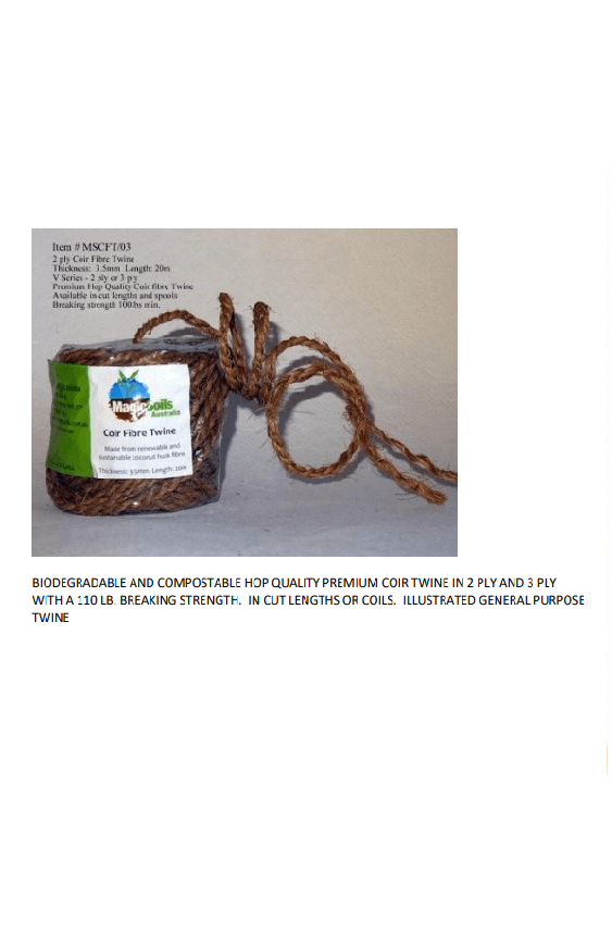 biodegradeble and compostable hop quality premium coir twine