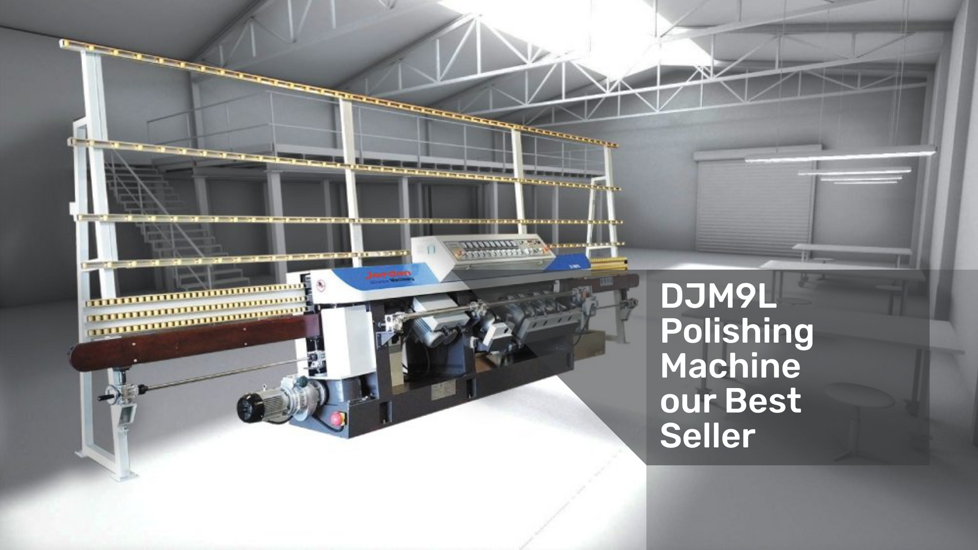 A machine is sitting in the middle of a warehouse