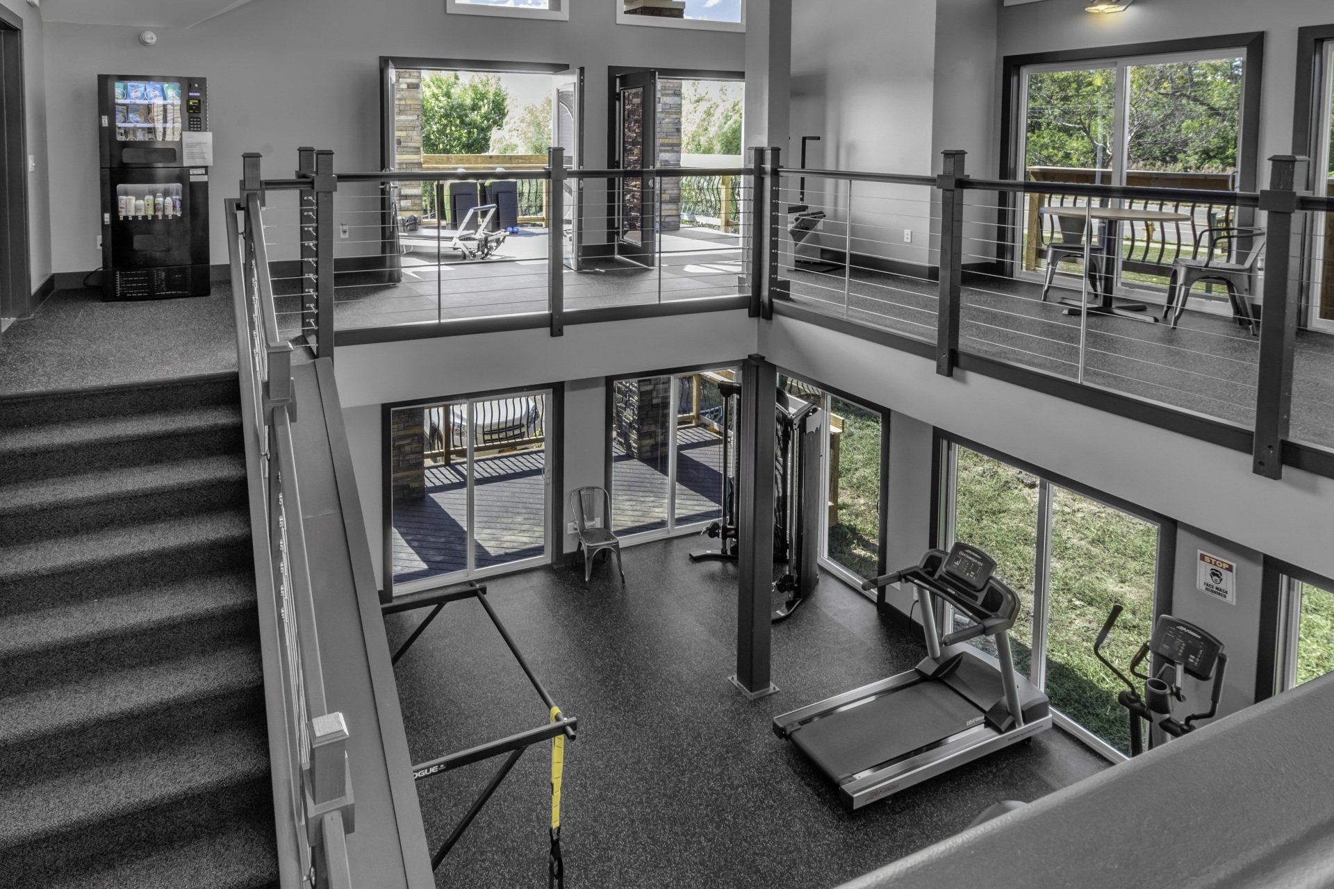 view of gym from upstairs