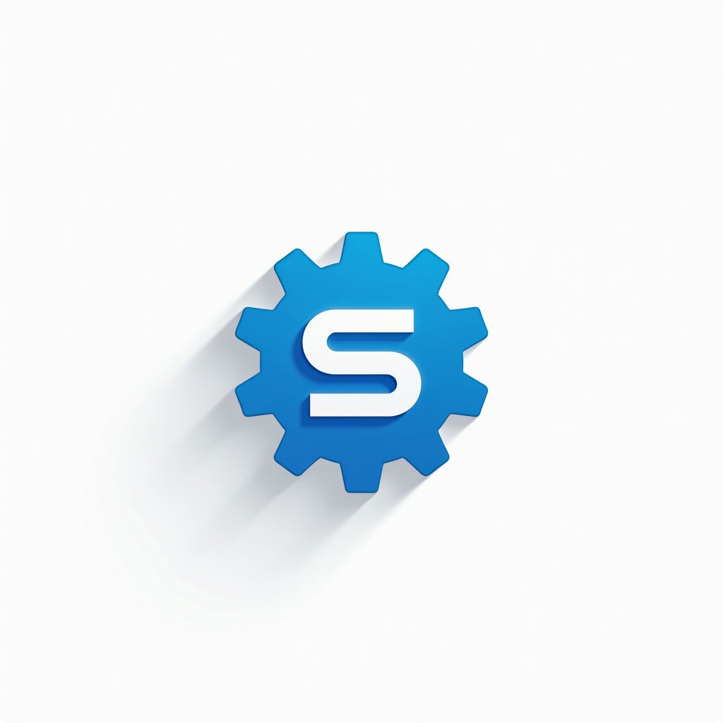 Blue gear with a white 