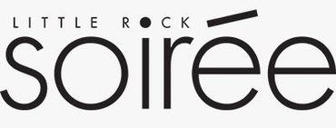 The logo for little rock soiree is black and white.