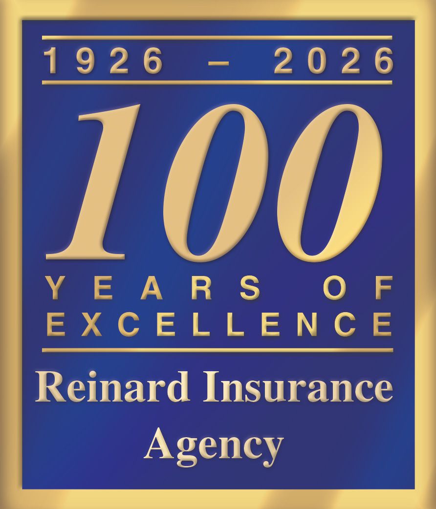 Blue and gold graphic celebrating Reinard Insurance Agency's 100th anniversary, 1926-2026. Blue and gold graphic celebrating Reinard Insurance Agency's 100th anniversary, 1926-2026.
