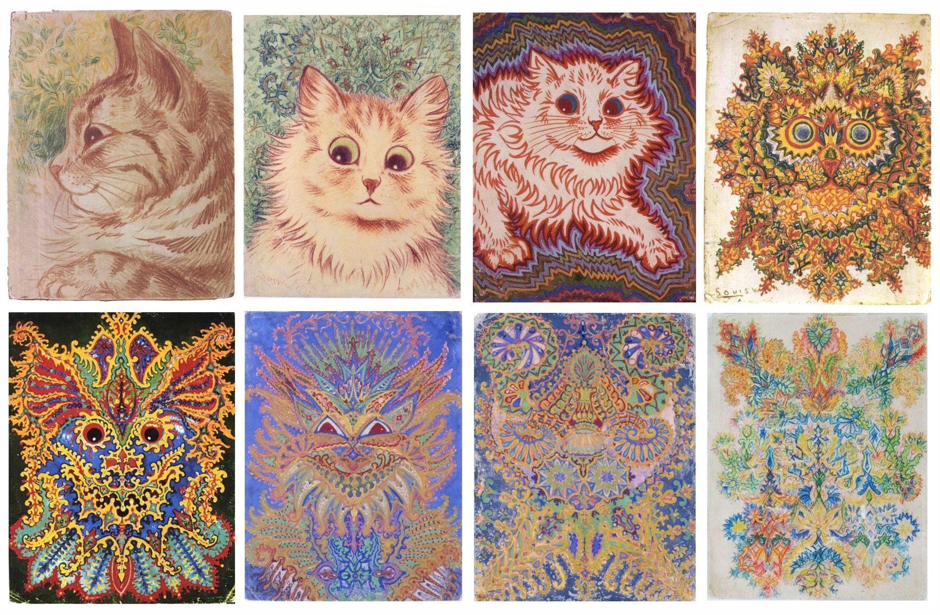 Louis Wain | Collage | Cat Illustrations