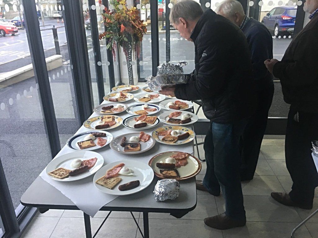 Photograph of breakfast being served at Moira Methodist Men Together Fellowship