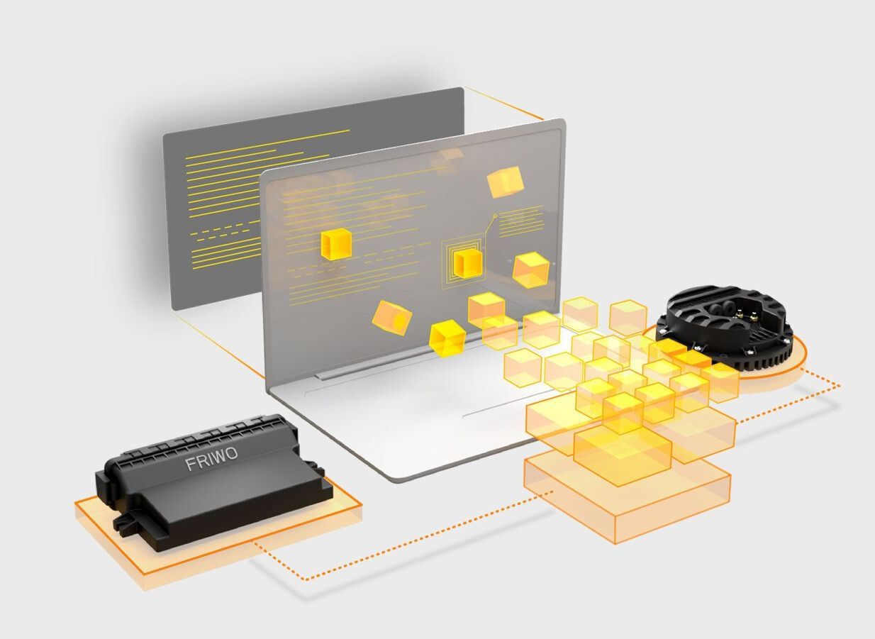 A laptop computer with a bunch of yellow cubes on it.