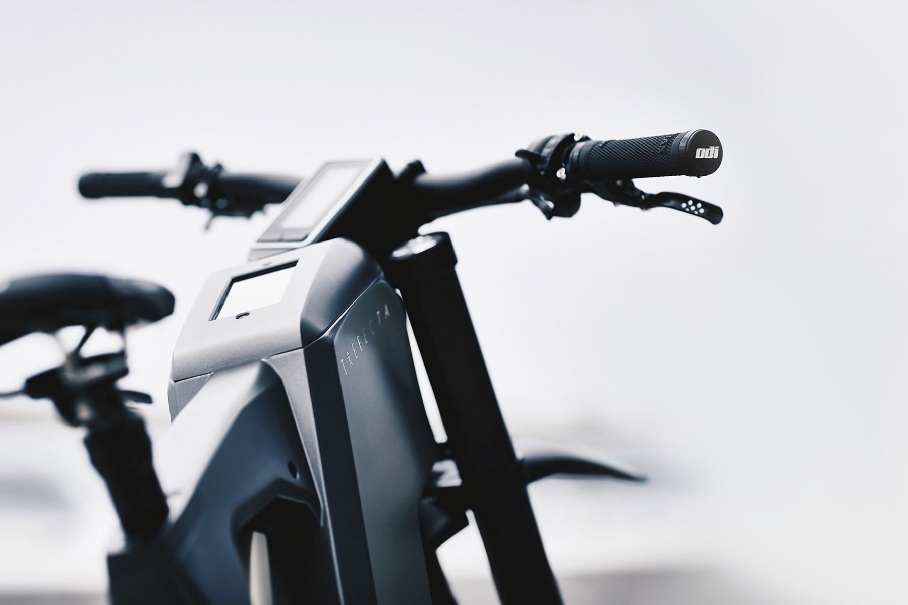 A close up of the handlebars of an electric bike