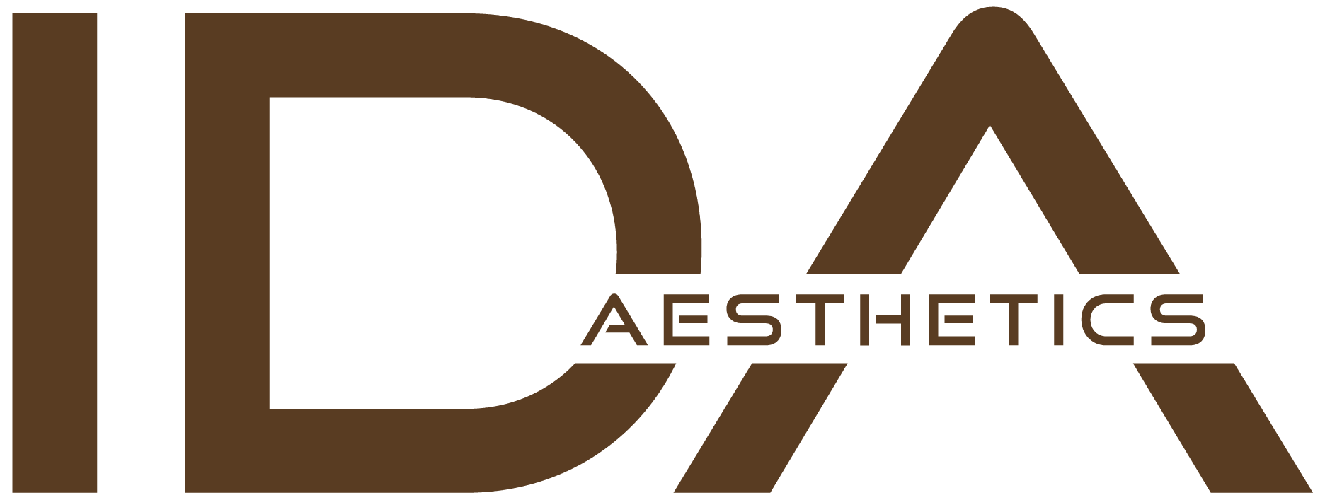 The logo for ida aesthetics is brown and white