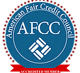 The american fair credit council logo is a blue circle with a red ribbon around it.
