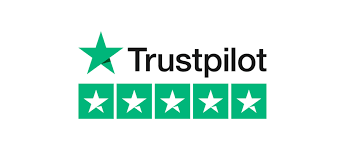 The trustpilot logo has a green star and four stars.