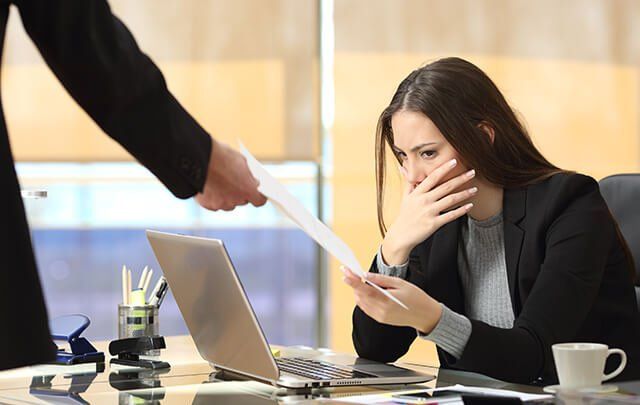 woman receiving suspension in shock